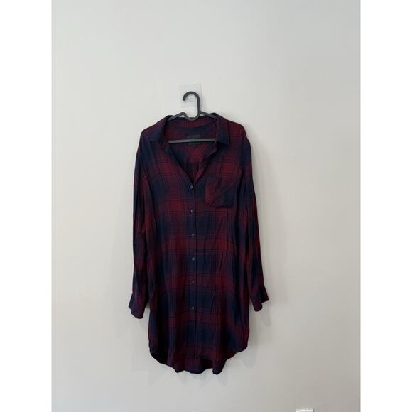 Rails Long Sleeve Plaid Button Front Shirt Dress in Red and Black SZ S 1991 - Picture 3 of 12